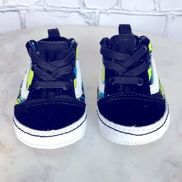 Vans Off The Wall Baby Infant Slip-On Baby Skater Multicolor Camo Shark Shoes 4 - Picture 3 of 11